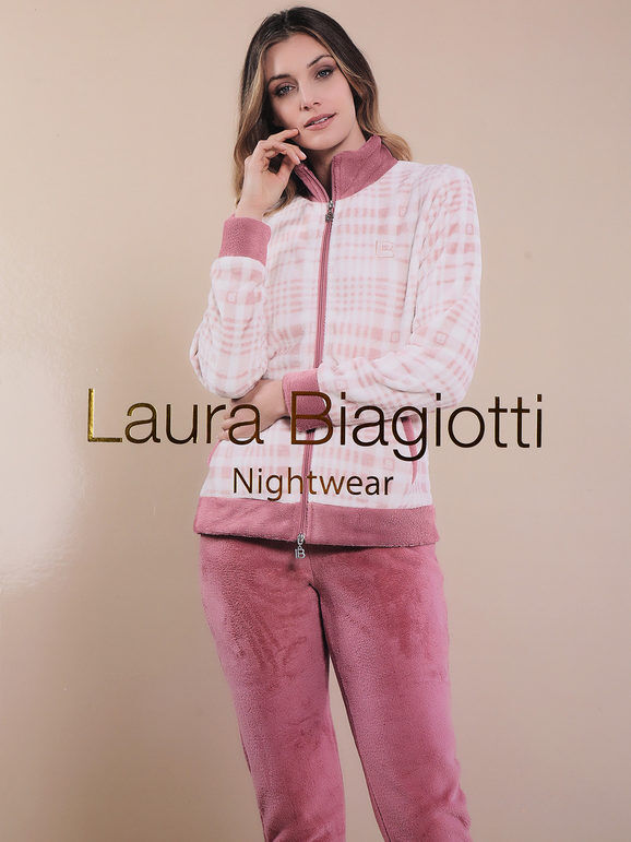 Laura Biagiotti Pigama donna in pile full zip Pigiami donna Rosa taglia L