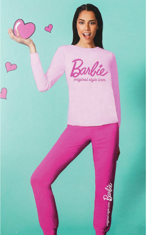 Barbie Pigiama donna in cotone interlock Pigiami donna Rosa taglia L