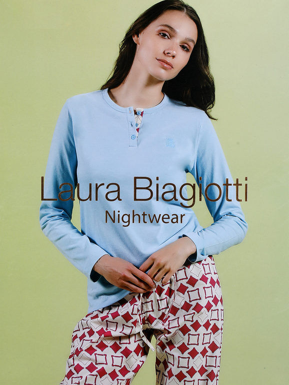 Laura Biagiotti Pigiama lungo da donna in cotone Pigiami donna Blu taglia XL