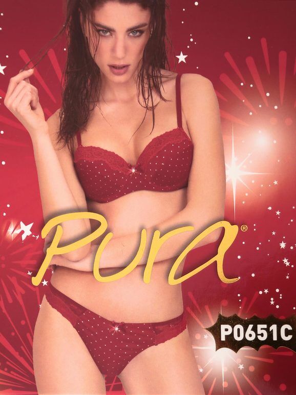 Pura Push up graduato + Brasiliano Completi Intimi donna Rosso taglia 04