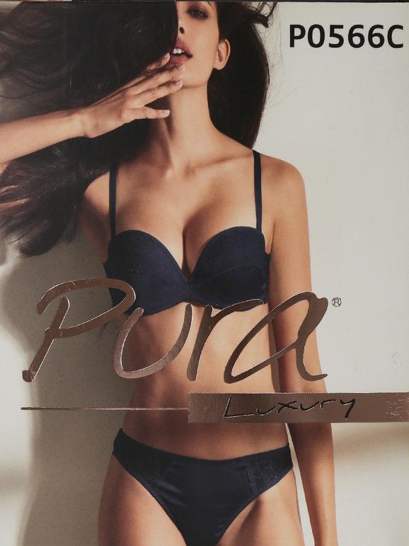 Pura Reggiseno graduato + slip con pizzo Reggiseni donna Blu taglia 04