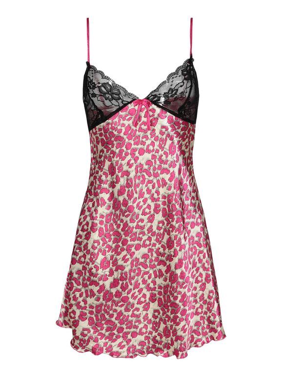 Solada Sottoveste leopardata con pizzo Sottovesti donna Fucsia taglia XL