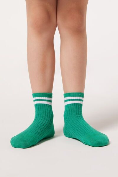 Calzedonia Calze Corte in Fantasia da Bambini Unisex Verde 37-39