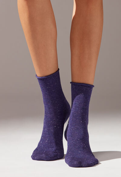 Calzedonia Calze Corte con Cashmere e Glitter Donna Viola TU