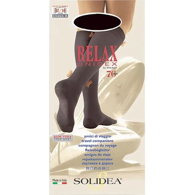 SOLIDEA Relax Unisex 70 DEN Gambaletto Compressivo Colore Nero Taglia 5 XXL