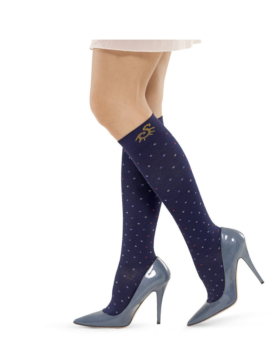 SOLIDEA Socks For You Bamboo - Pois 1 Paio Di Calze "Blu Navy" M