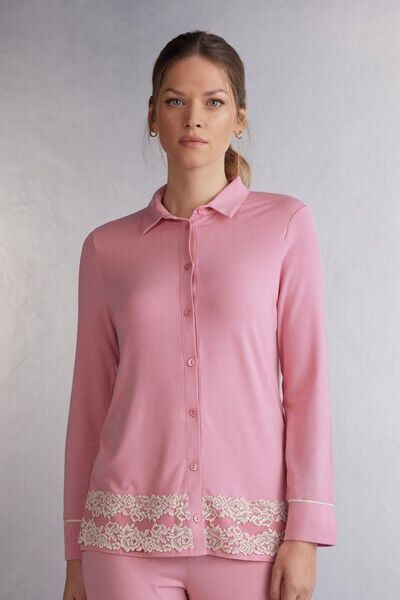 Intimissimi Maglia Aperta Davanti in Modal Pretty Flowers Donna Rosa Taglia M