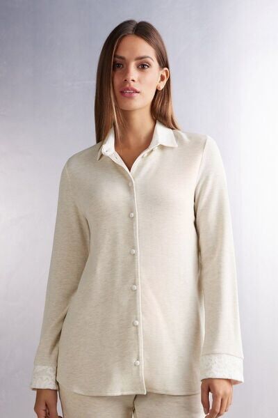 Intimissimi Maglia Aperta Davanti in Modal con Lana Baby It's Cold Outside Donna Naturale Taglia L