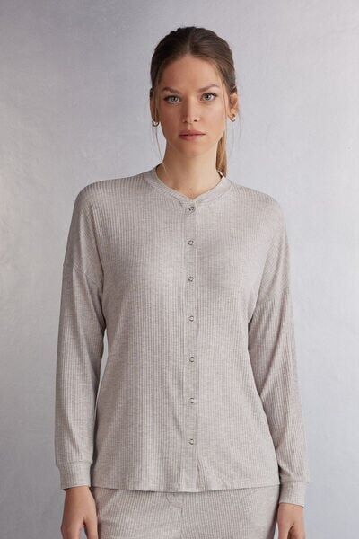 Intimissimi Maglia Manica Lunga Aperta Davanti in Modal Chic Comfort Donna Naturale Taglia M