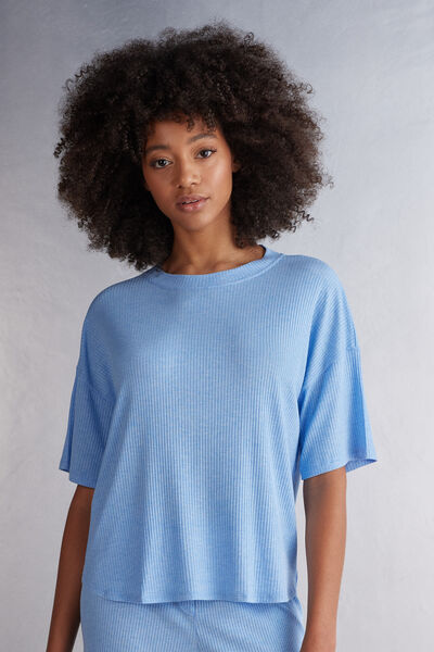 Intimissimi Maglia Manica Corta in Modal Chic Comfort Donna Azzurro Taglia L