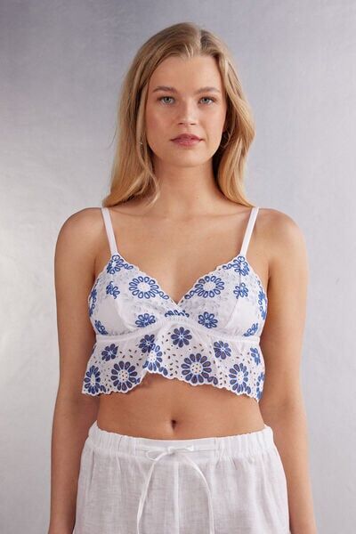 Intimissimi Bra Top in Cotone Good Morning Santorini Donna Blu Taglia M