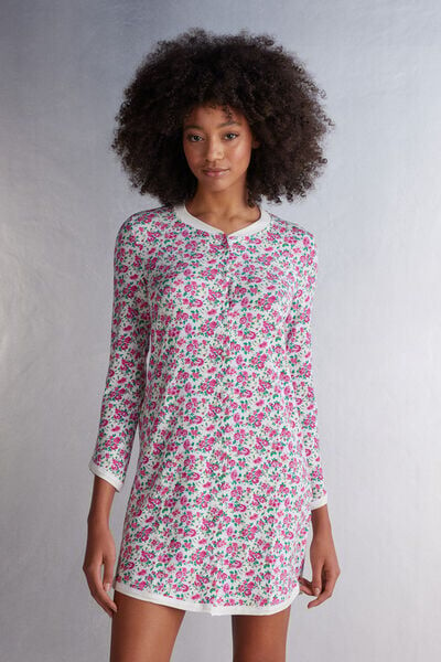 Intimissimi Camicia da Notte Aperta Davanti in Modal Life is a Flower Donna Floreale Taglia S