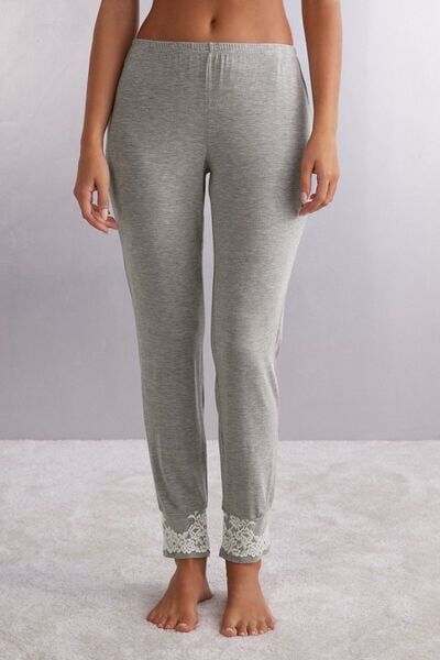 Intimissimi Pantalone Lungo in Modal con Polsino Pretty Flowers Donna Grigio Taglia M