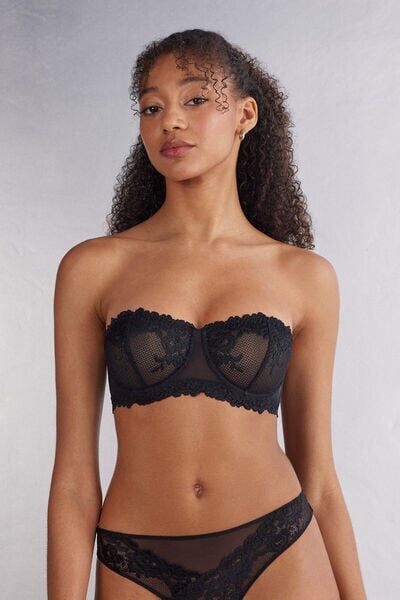 Intimissimi Reggiseno a Fascia Pretty Flowers Donna Nero Taglia 3B