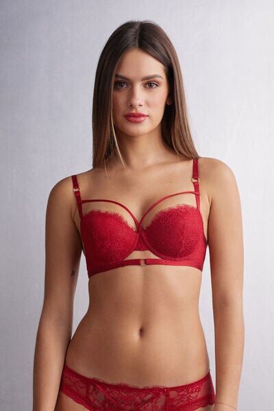 Intimissimi Reggiseno a Balconcino Sofia Intricate Surface Donna Rosso Taglia 5C