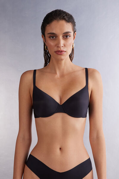 Intimissimi Reggiseno a Balconcino Francesca in Microfibra Ultralight Donna Nero Taglia 5D