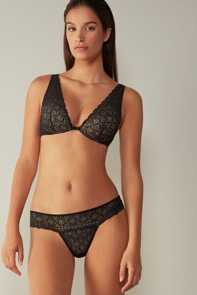 Intimissimi Reggiseno a Balconcino Elena in Pizzo Donna Nero Taglia 3E