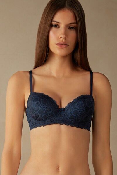 Intimissimi Reggiseno a Balconcino Sofia in Pizzo Donna Blu Taglia 3E