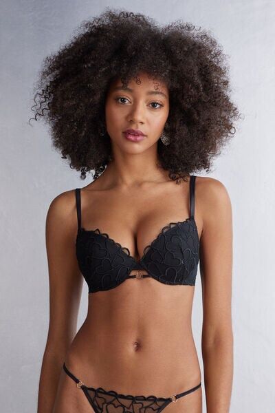 Intimissimi Reggiseno Super Push-up Simona Queen of Hearts Donna Nero Taglia 3C