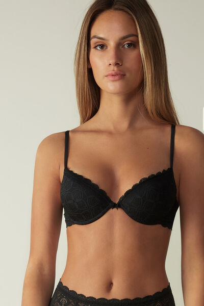 Intimissimi Reggiseno Push-up Bellissima in Pizzo Donna Nero Taglia 4B