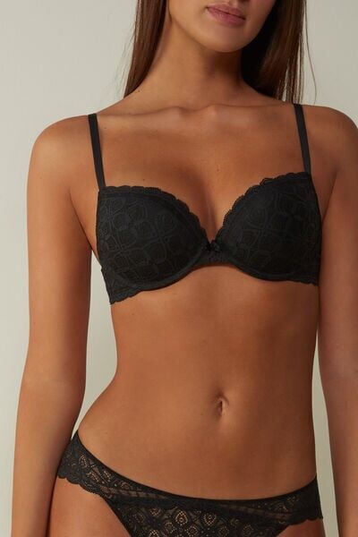 Intimissimi Reggiseno Super Push-up Elettra in Pizzo Donna Nero Taglia 3B