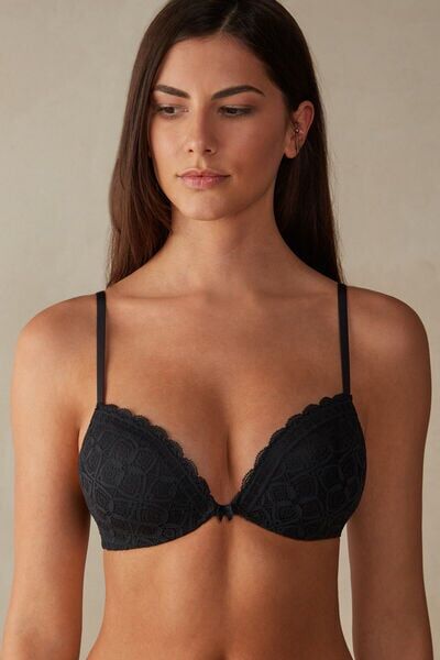 Intimissimi Reggiseno Push-up Silvia in Pizzo Donna Nero Taglia 3B