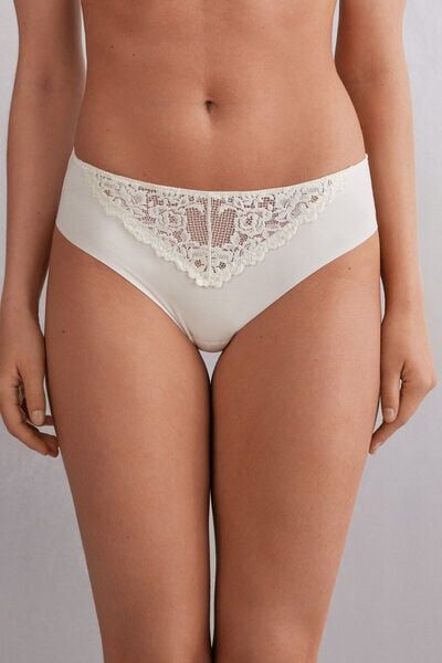 Intimissimi Slip in Cotone Senza Cuciture Pretty Flowers Donna Avorio Taglia 6