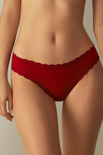 Intimissimi Slip in Cotone e Pizzo Donna Rosso Taglia 2