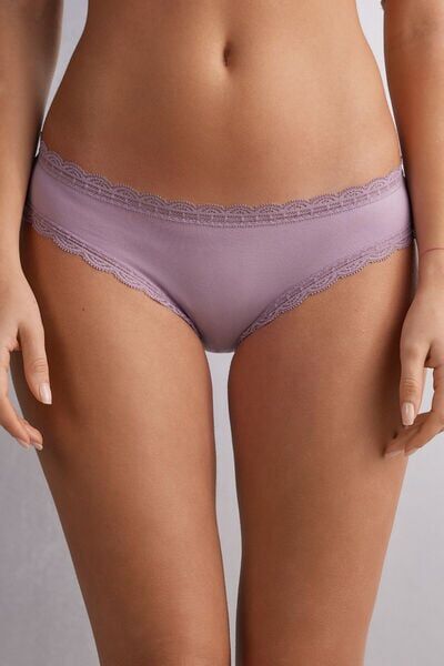 Intimissimi Slip in Cotone e Pizzo Donna Viola Taglia 3