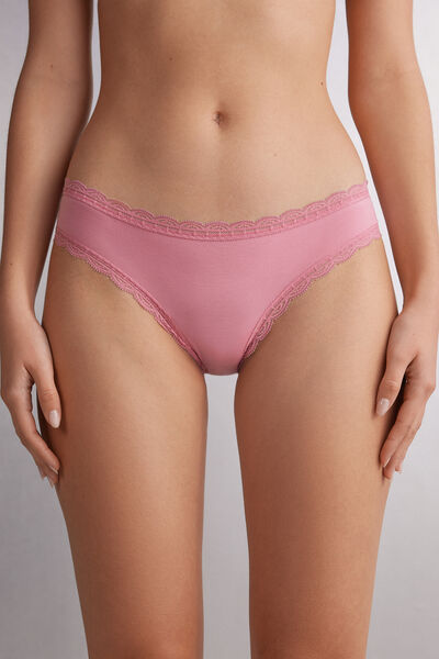 Intimissimi Slip in Cotone e Pizzo Donna Rosa Taglia 2