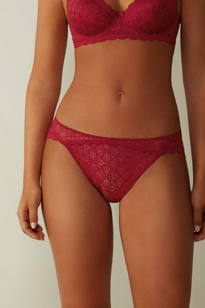 Intimissimi Slip in Pizzo Vita Bassa Donna Rosso Taglia 4