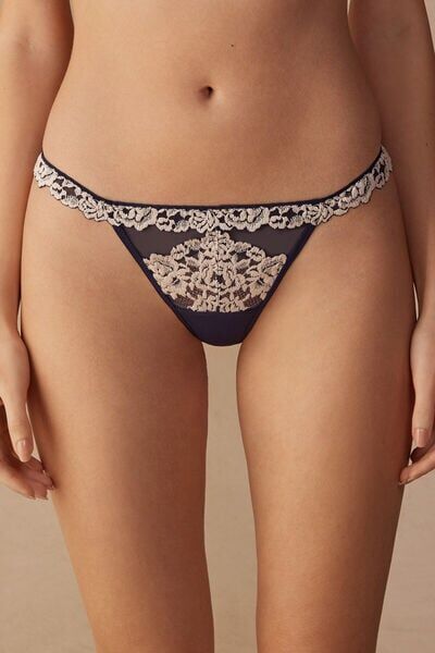 Intimissimi Perizoma a Fianchetto Pretty Flowers Donna Blu Taglia 2