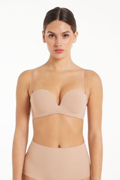 Tezenis Reggiseno Fascia Imbottita Scollata Microfibra Riciclata Donna Naturale Tamaño 2B