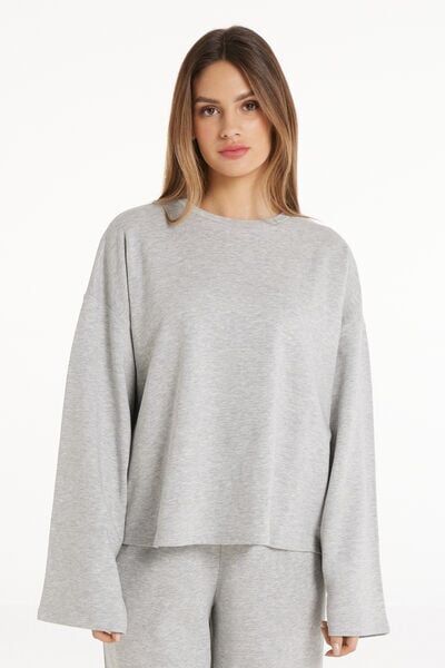 Tezenis Maglia in Felpa Manica Lunga in Cotone Comfy Donna Grigio Tamaño S