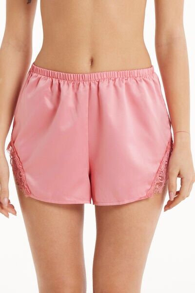 Tezenis Pantaloncino Corto in Raso e Pizzo Donna Rosa Chiaro Tamaño L