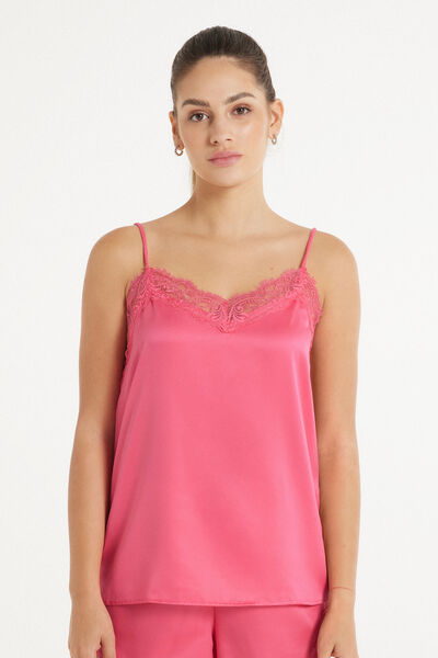 Tezenis Canotta con Spalline Sottili in Raso e Pizzo Donna Rosa Tamaño XS