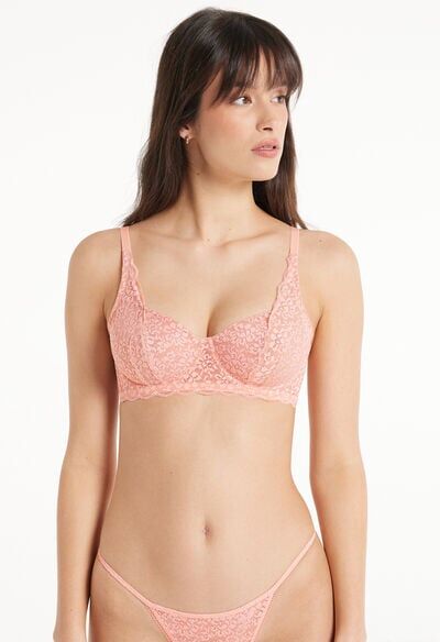 Tezenis Reggiseno Balconcino Non Imbottito in Pizzo Riciclato Paris Donna Rosa Chiaro Tamaño 2C