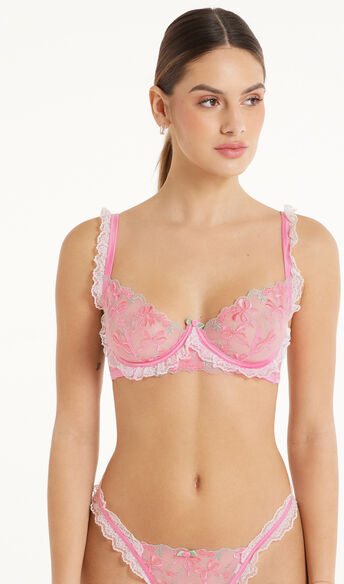 Tezenis Reggiseno Balconcino Paris Pink Candy Lace Donna Rosa Tamaño 3B