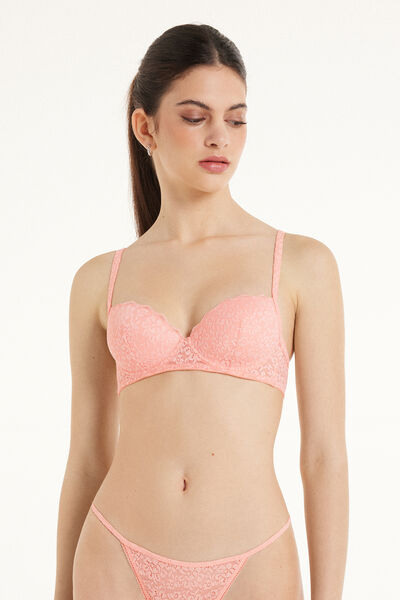 Tezenis Reggiseno Balconcino Leggermente Imbottito in Pizzo Riciclato Wien Donna Rosa Chiaro Tamaño 3E