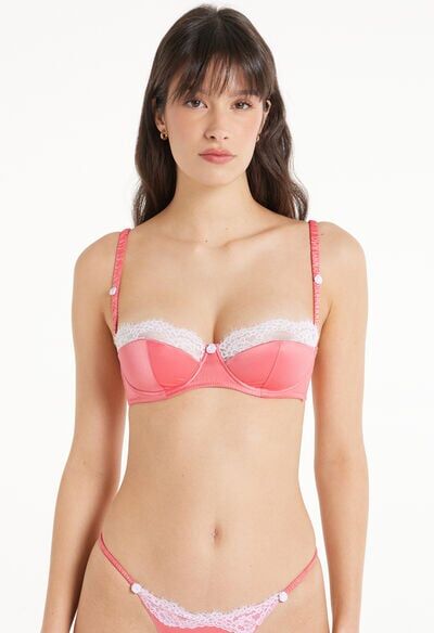 Tezenis Reggiseno Balconcino Scollato Wien Pastel Baby Satin Donna Rosa Tamaño 3C