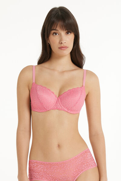 Tezenis Reggiseno Balconcino in Pizzo Riciclato Prague Full Cover Donna Rosa Chiaro Tamaño 3D