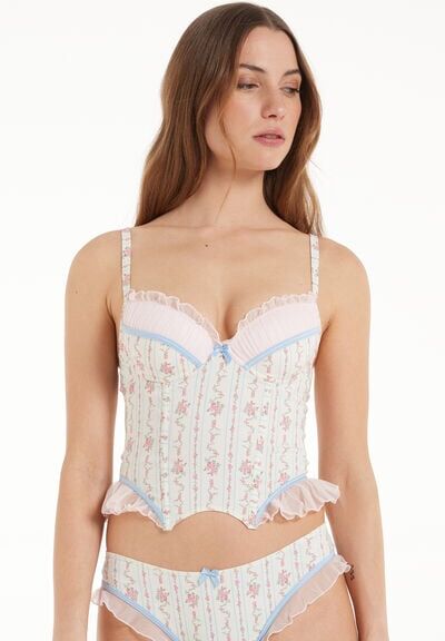 Tezenis Reggiseno Bra Top Effetto Corpetto Push-Up Imbottito Dreaming Flowers Donna Floreale Tamaño 3B