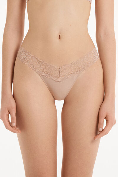 Tezenis Brasiliano in Cotone e Pizzo Riciclato Donna Naturale Tamaño XS