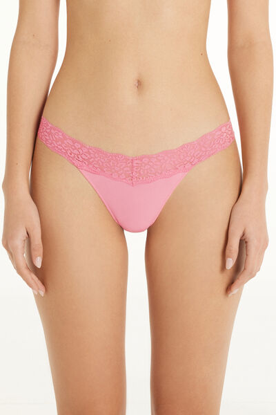 Tezenis Brasiliano in Cotone e Pizzo Riciclato Donna Rosa Chiaro Tamaño XS