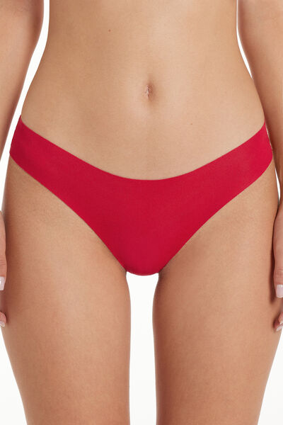 Tezenis Brasiliano in Cotone Taglio Vivo e Pizzo Riciclato Donna Rosso Tamaño S