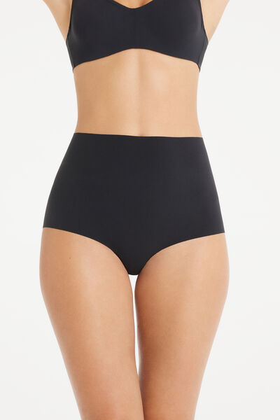 Tezenis Culotte Alta Microfibra Taglio Vivo Donna Nero Tamaño M