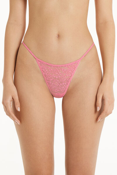 Tezenis Perizoma Fianchetto Sottile a Tanga in Pizzo Riciclato Donna Rosa Chiaro Tamaño S