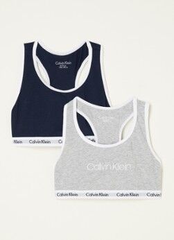 Calvin Klein Intense Power bralette met logoband in 2-pack - Donkerblauw