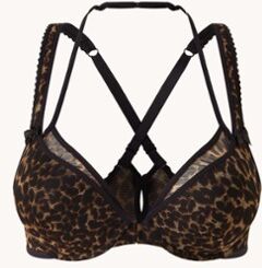 marlies | dekkers marlies   dekkers Peekaboo push-up bh van mesh met panterprint - Lichtbruin