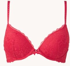 Hunkemöller Maya push-up bh van kant - Rood